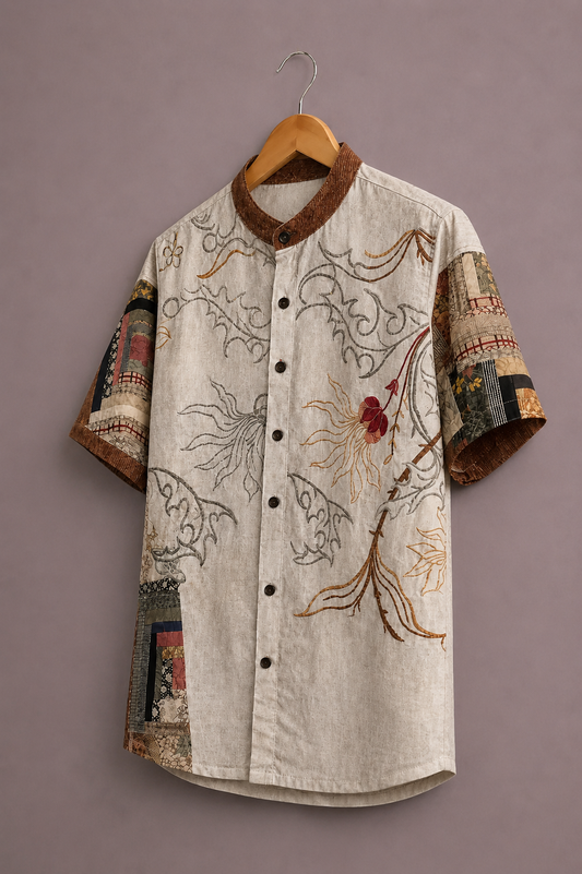 Artistic Floral Abstract Printed Casual Shirt for Men – Half Sleeve Designer Fit