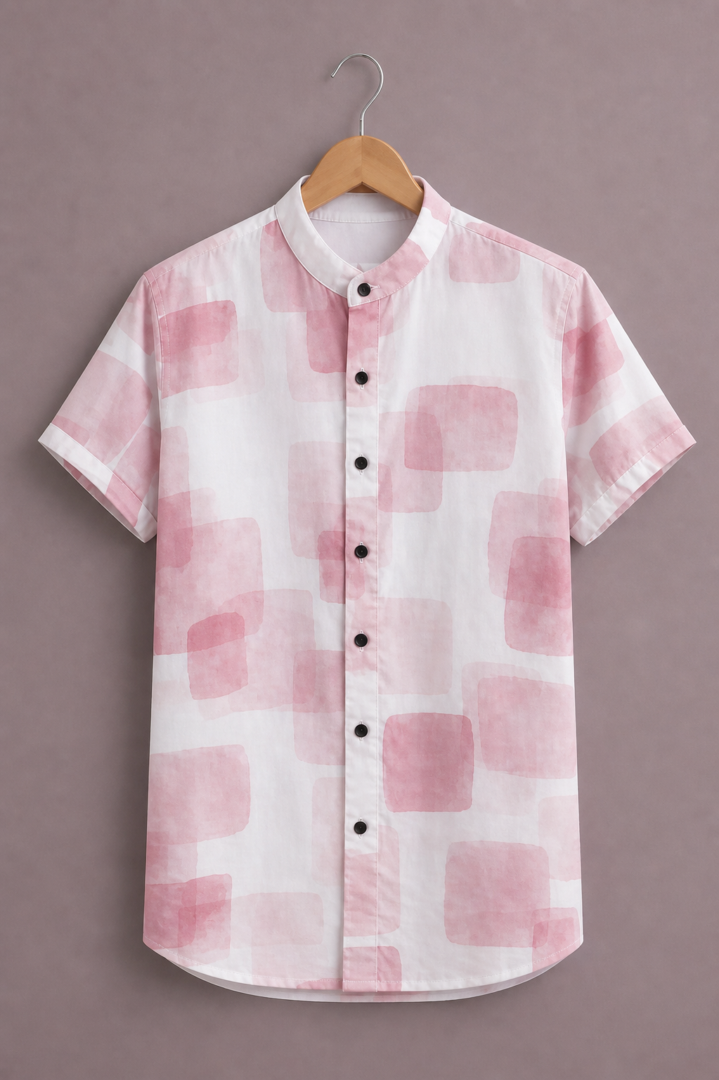 Premium Abstract Soft Print Shirt for Men – Light Pink Designer Half Sleeve Casual Shirt