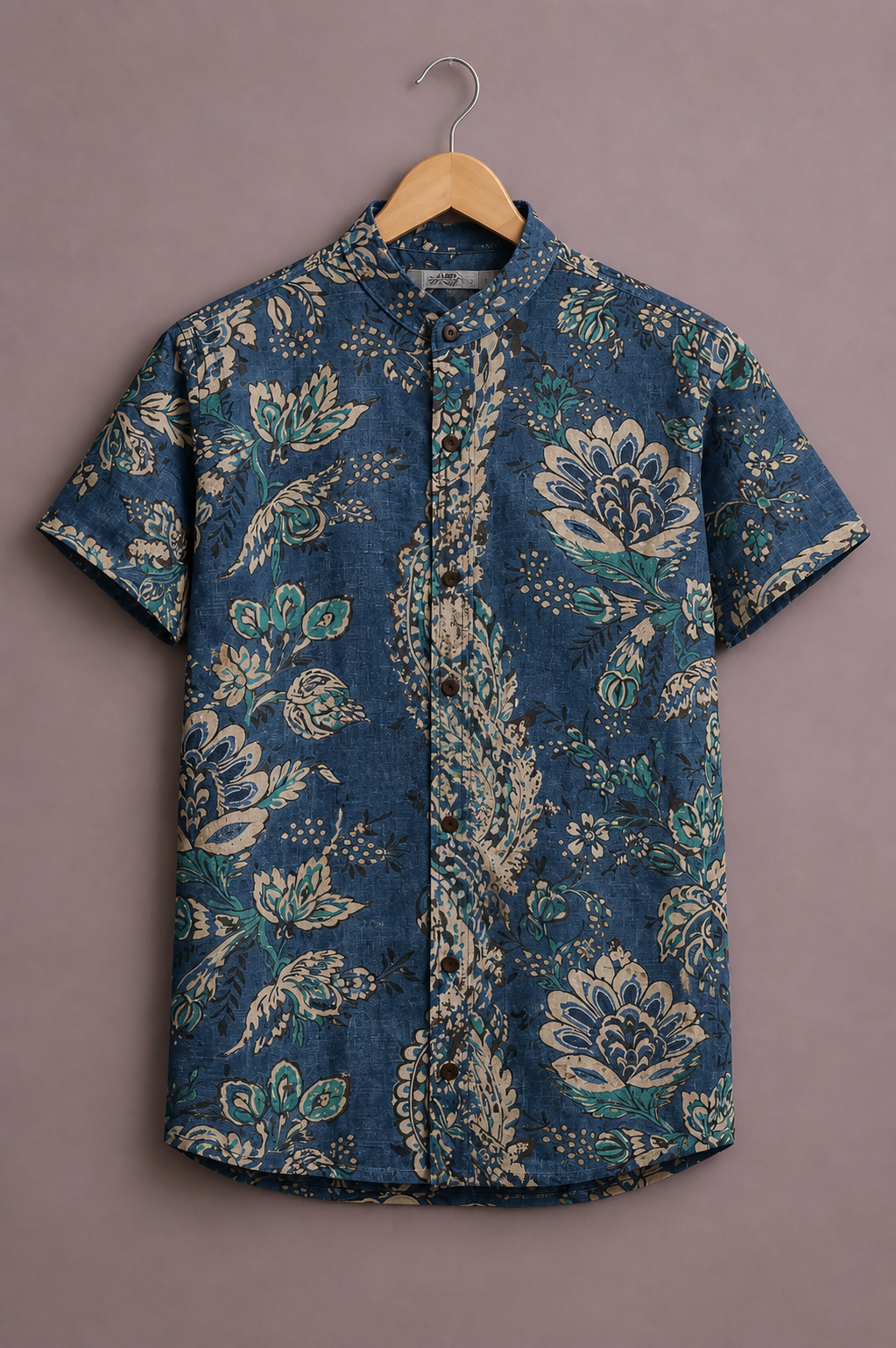 Men’s Floral Printed Casual Shirt – Blue Stylish Half Sleeve Fashion