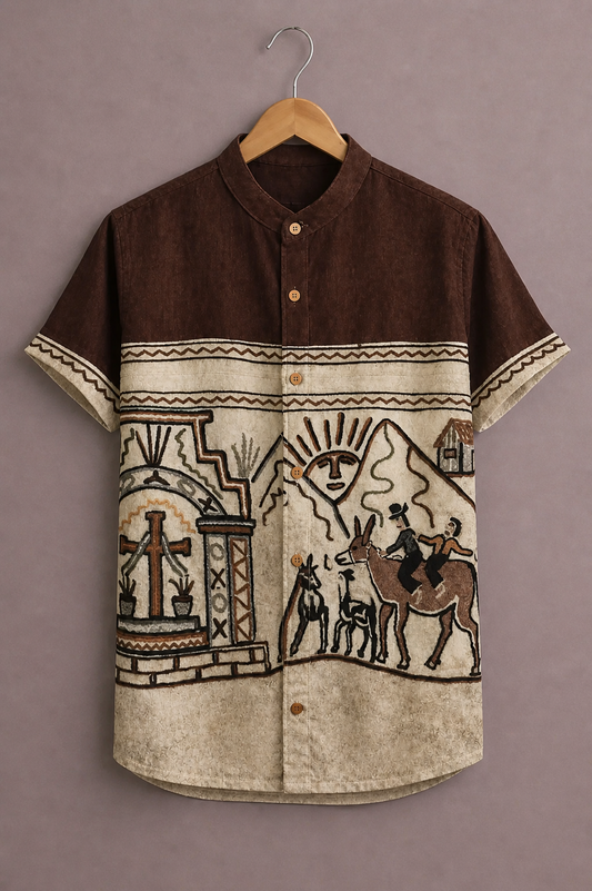Designer Tribal Pattern Shirt for Men – Premium Casual Half Sleeve Outfit