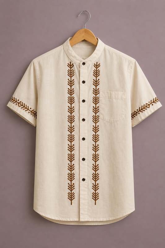 Elegant Ethnic Line Embroidery Shirt for Men – Premium Designer Casual Outfit